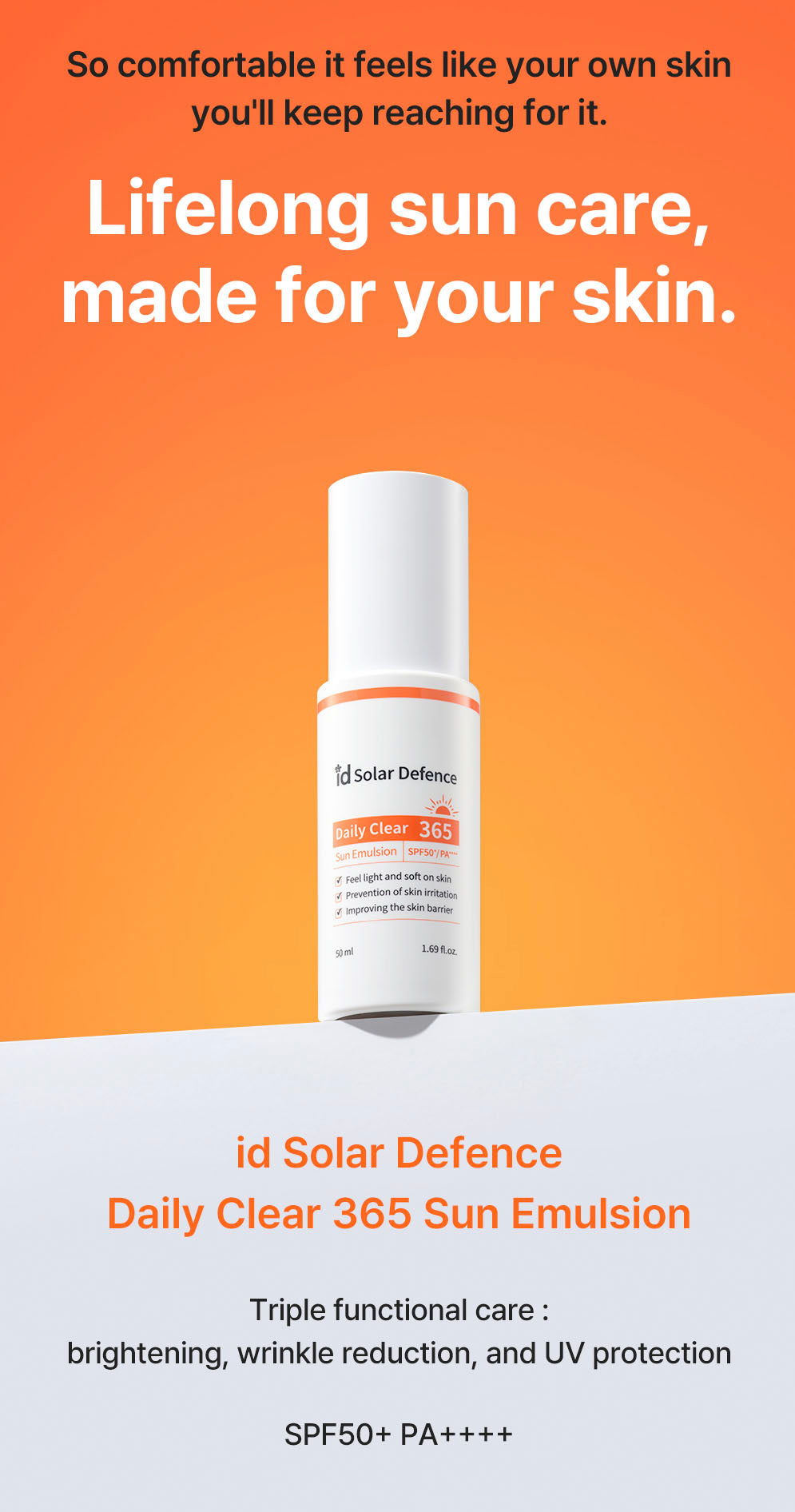 idPLACOSMETICS SOLAR DEFENCE DAILY CLEAR 365 SUN EMULSION SPF50+/ PA++++
